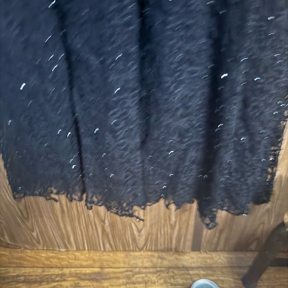 Cache Black Beaded Sheer Neckline Evening Gown Dress Size 12. Preown - Picture 6 of 14